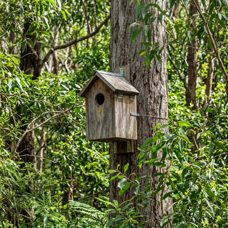 Animal nesting box installed as a humane alternative to a Aintree roof cavity