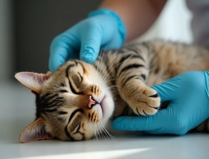 Specialist carefully handling a deceased cat with dignity in Aintree